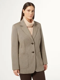 Outlet Marina Rinaldi Jacquard blazer jacket DARKBROWN