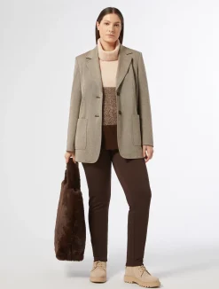 Outlet Marina Rinaldi Jacquard blazer jacket DARKBROWN