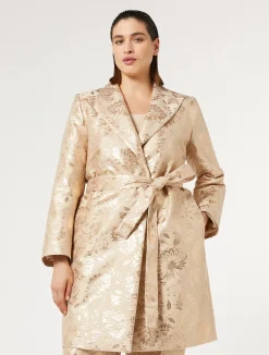 Outlet Marina Rinaldi Jacquard duster coat HONEY