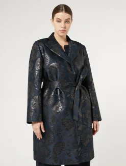 Outlet Marina Rinaldi Jacquard duster coat MIDNIGHTBLUE