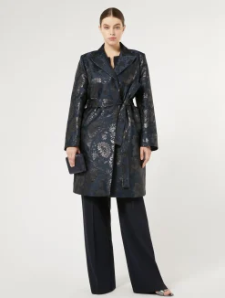 Outlet Marina Rinaldi Jacquard duster coat MIDNIGHTBLUE