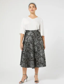 Best Marina Rinaldi Jacquard fabric skirt BLACK