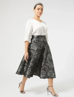 Best Marina Rinaldi Jacquard fabric skirt BLACK