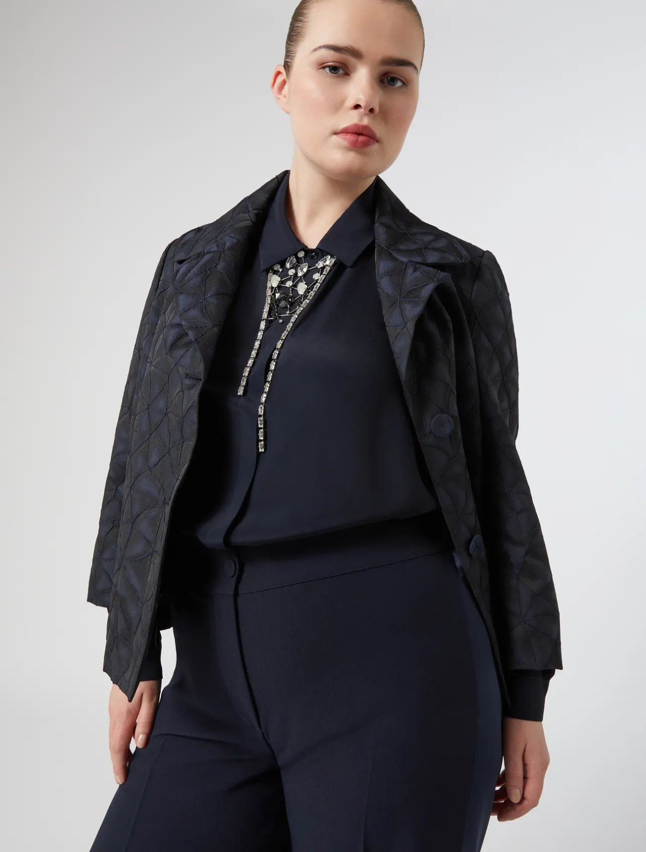 New Marina Rinaldi Jacquard jacket ULTRAMARINE
