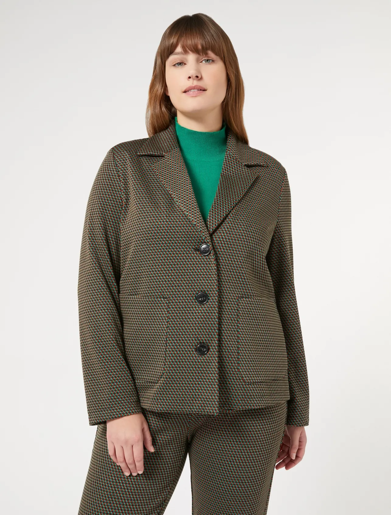 Outlet Marina Rinaldi Jacquard jersey jacket COFFEE