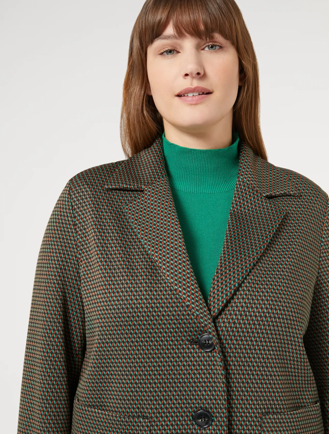 Outlet Marina Rinaldi Jacquard jersey jacket COFFEE