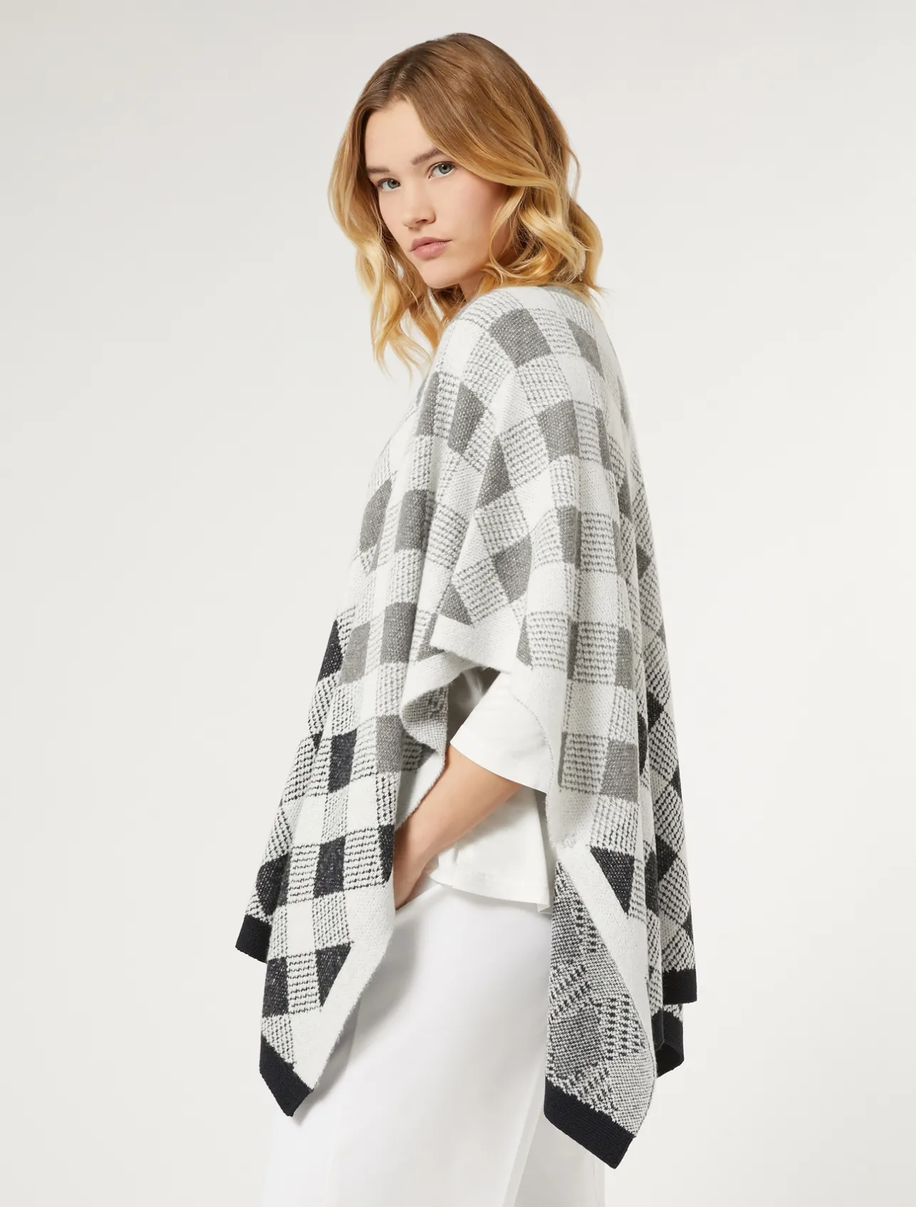 Clearance Marina Rinaldi Jacquard piqué cape MEDIUMGREY