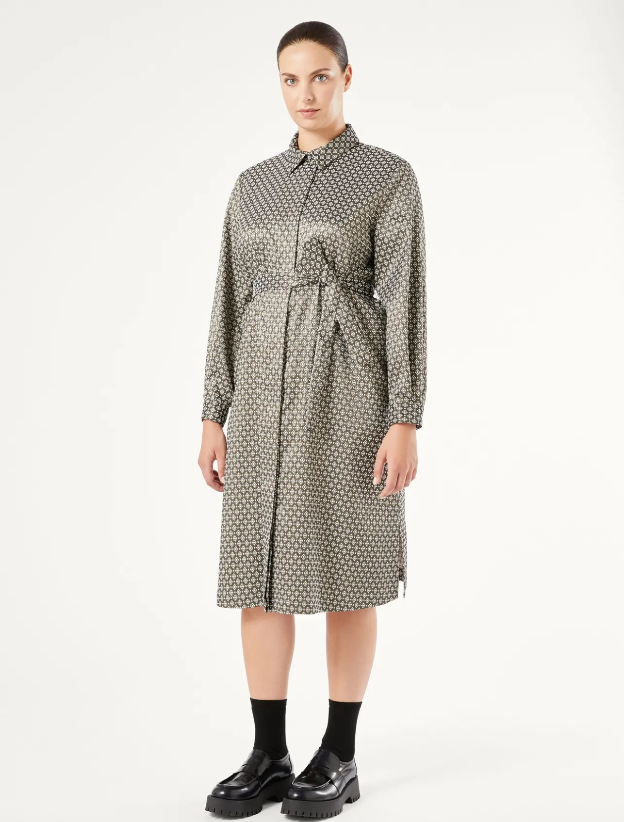 Best Marina Rinaldi Jacquard shirt dress SAND