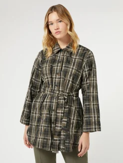 Outlet Marina Rinaldi Jacquard taffeta shirt KAKI
