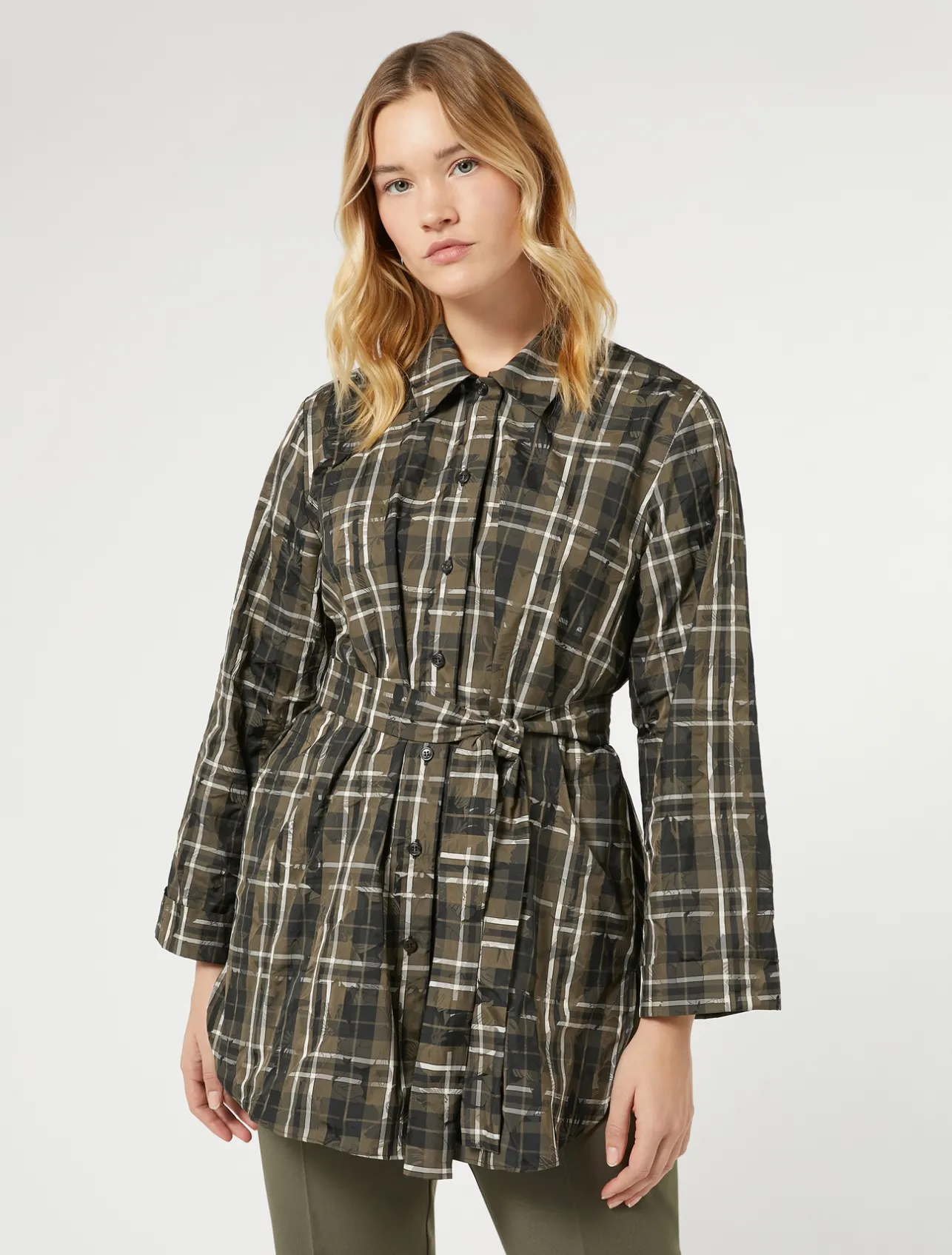 Outlet Marina Rinaldi Jacquard taffeta shirt KAKI