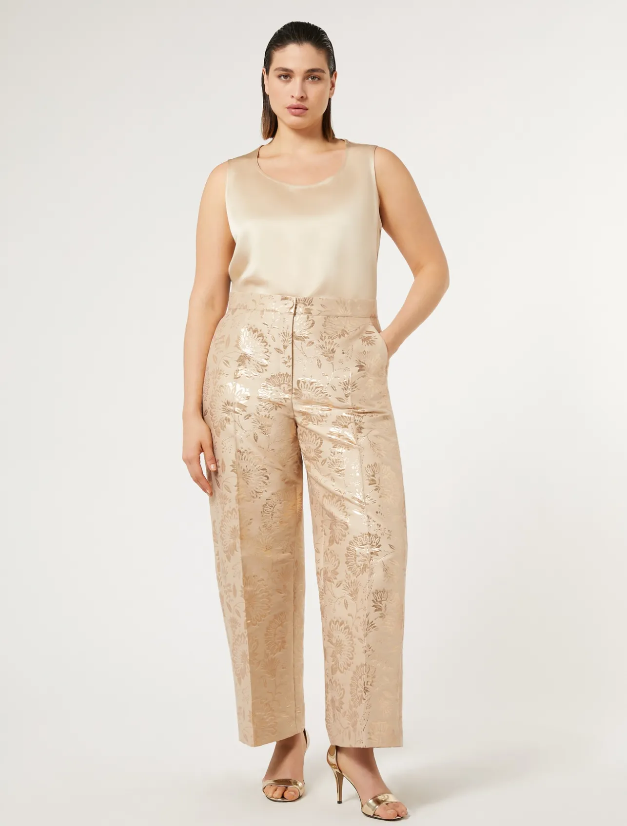 Discount Marina Rinaldi Jacquard trousers HONEY