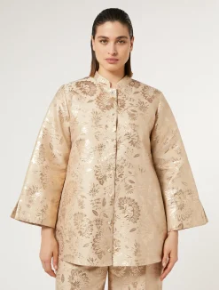 Fashion Marina Rinaldi Jacquard tunic HONEY