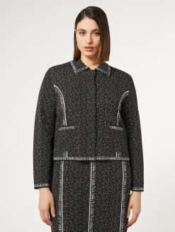 Discount Marina Rinaldi Jacquard viscose cardigan BLACKWHITE