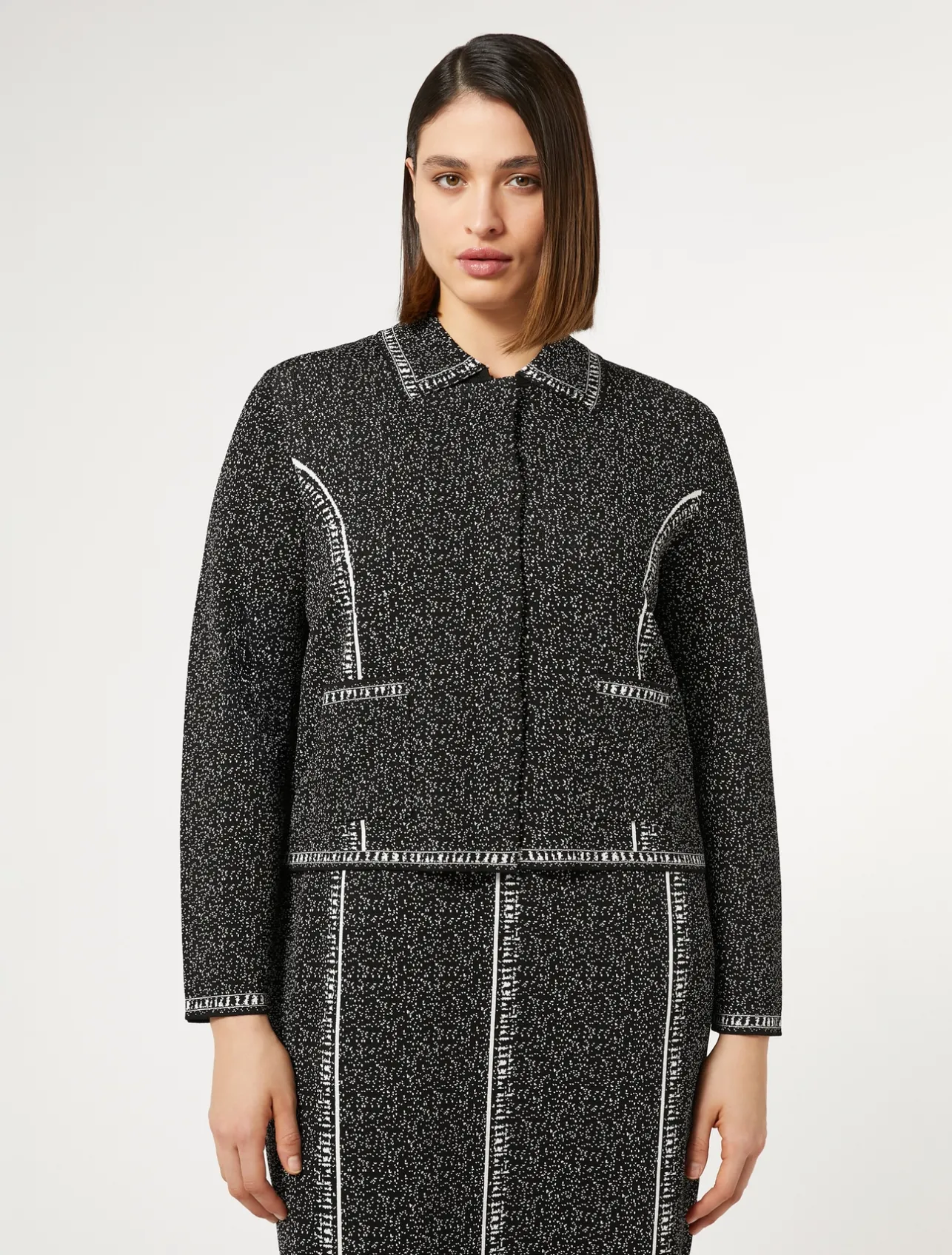 Discount Marina Rinaldi Jacquard viscose cardigan BLACKWHITE