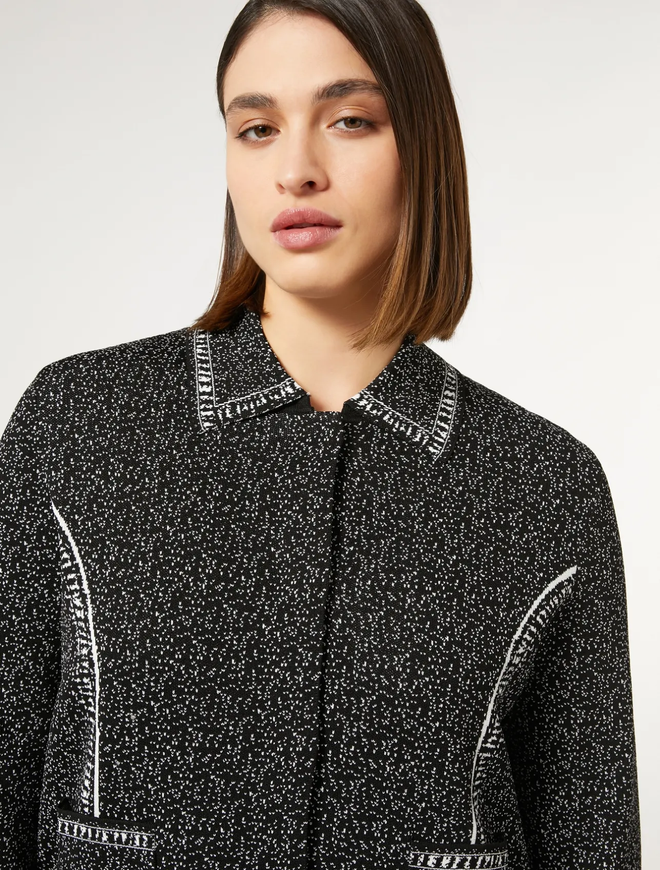 Discount Marina Rinaldi Jacquard viscose cardigan BLACKWHITE