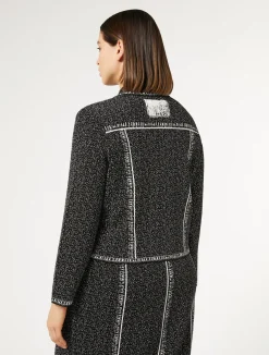 Discount Marina Rinaldi Jacquard viscose cardigan BLACKWHITE