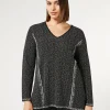 Best Marina Rinaldi Jacquard viscose sweater BLACKWHITE