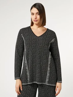 Best Marina Rinaldi Jacquard viscose sweater BLACKWHITE