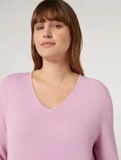Fashion Marina Rinaldi Jacquard viscose sweater PINK