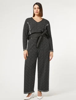 Best Marina Rinaldi Jacquard viscose sweater BLACKWHITE