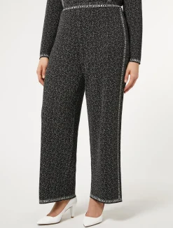 Discount Marina Rinaldi Jacquard viscose trousers BLACKWHITE
