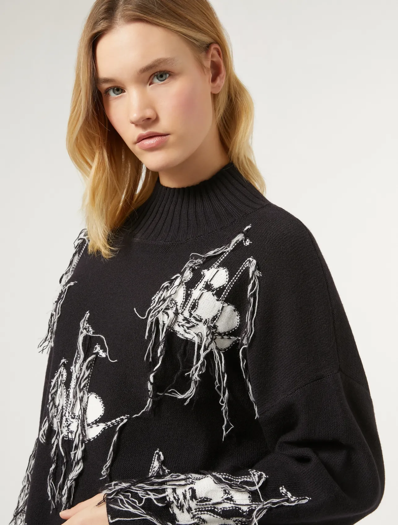 Discount Marina Rinaldi Jacquard wool blend jumper MIDNIGHTBLUE