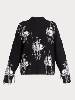 Discount Marina Rinaldi Jacquard wool blend jumper MIDNIGHTBLUE