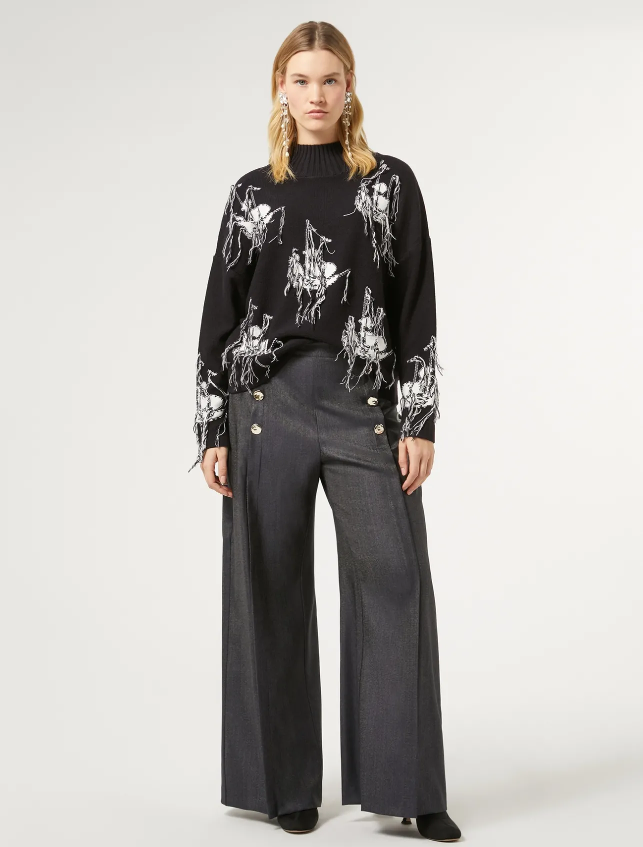 Discount Marina Rinaldi Jacquard wool blend jumper MIDNIGHTBLUE