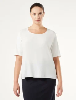 Outlet Marina Rinaldi Jersey, acetate and silk T-shirt WHITE