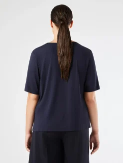 New Marina Rinaldi Jersey, acetate and silk T-shirt ULTRAMARINE