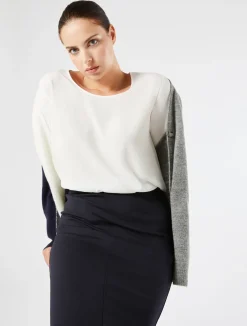 Outlet Marina Rinaldi Jersey, acetate and silk T-shirt WHITE