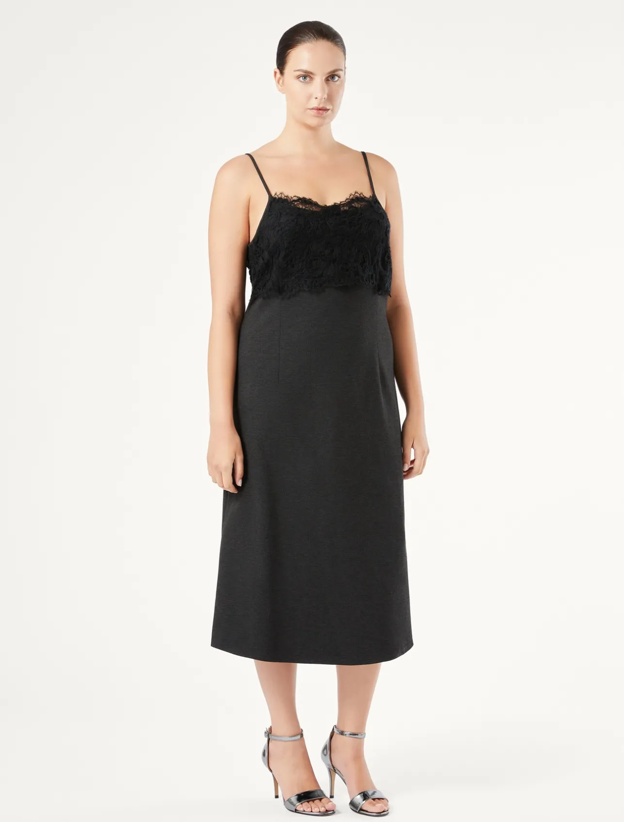 Discount Marina Rinaldi Jersey and lace slip DARKGREY