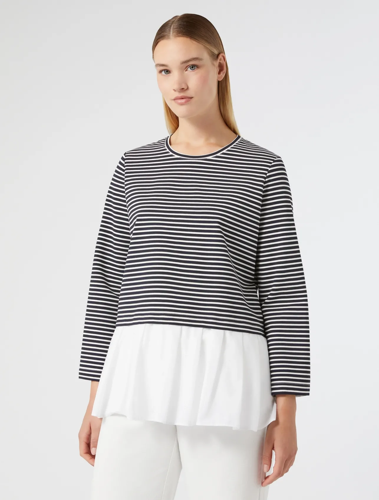 Fashion Marina Rinaldi Jersey and poplin sweatshirt NAVY