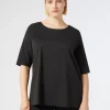 Fashion Marina Rinaldi Jersey and poplin T-shirt BLACK