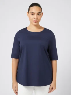Outlet Marina Rinaldi Jersey and poplin T-shirt CORNFLOWERBLUE