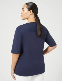 Outlet Marina Rinaldi Jersey and poplin T-shirt CORNFLOWERBLUE