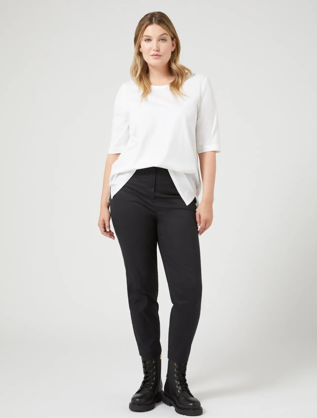 Best Marina Rinaldi Jersey and poplin T-shirt OPTICALWHITE