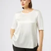 Discount Marina Rinaldi Jersey and satin T-shirt IVORY