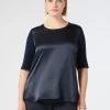 Clearance Marina Rinaldi Jersey and satin T-shirt MIDNIGHTBLUE