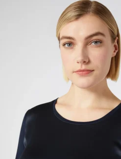 Clearance Marina Rinaldi Jersey and satin T-shirt MIDNIGHTBLUE