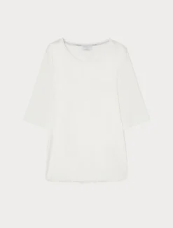 Discount Marina Rinaldi Jersey and satin T-shirt IVORY