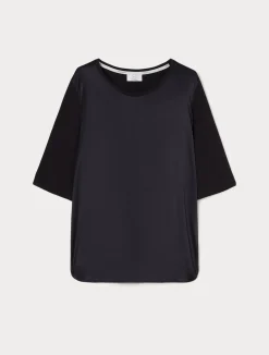 Clearance Marina Rinaldi Jersey and satin T-shirt MIDNIGHTBLUE