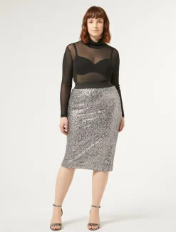 Hot Marina Rinaldi Jersey and sequin skirt MEDIUMGREY