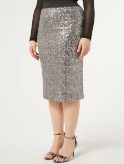 Hot Marina Rinaldi Jersey and sequin skirt MEDIUMGREY