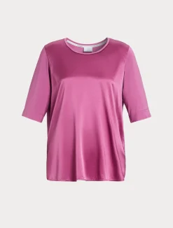 New Marina Rinaldi Jersey and silk T-shirt PINK