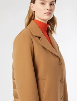 Outlet Marina Rinaldi Jersey cloth and water-repellent nylon fabric coat HAZELNUTBROWN