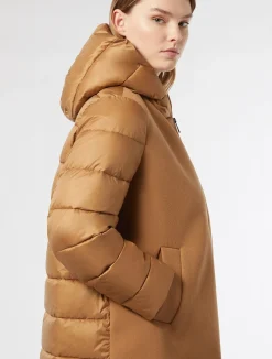 Online Marina Rinaldi Jersey cloth and water-repellent nylon fabric padded jacket HAZELNUTBROWN