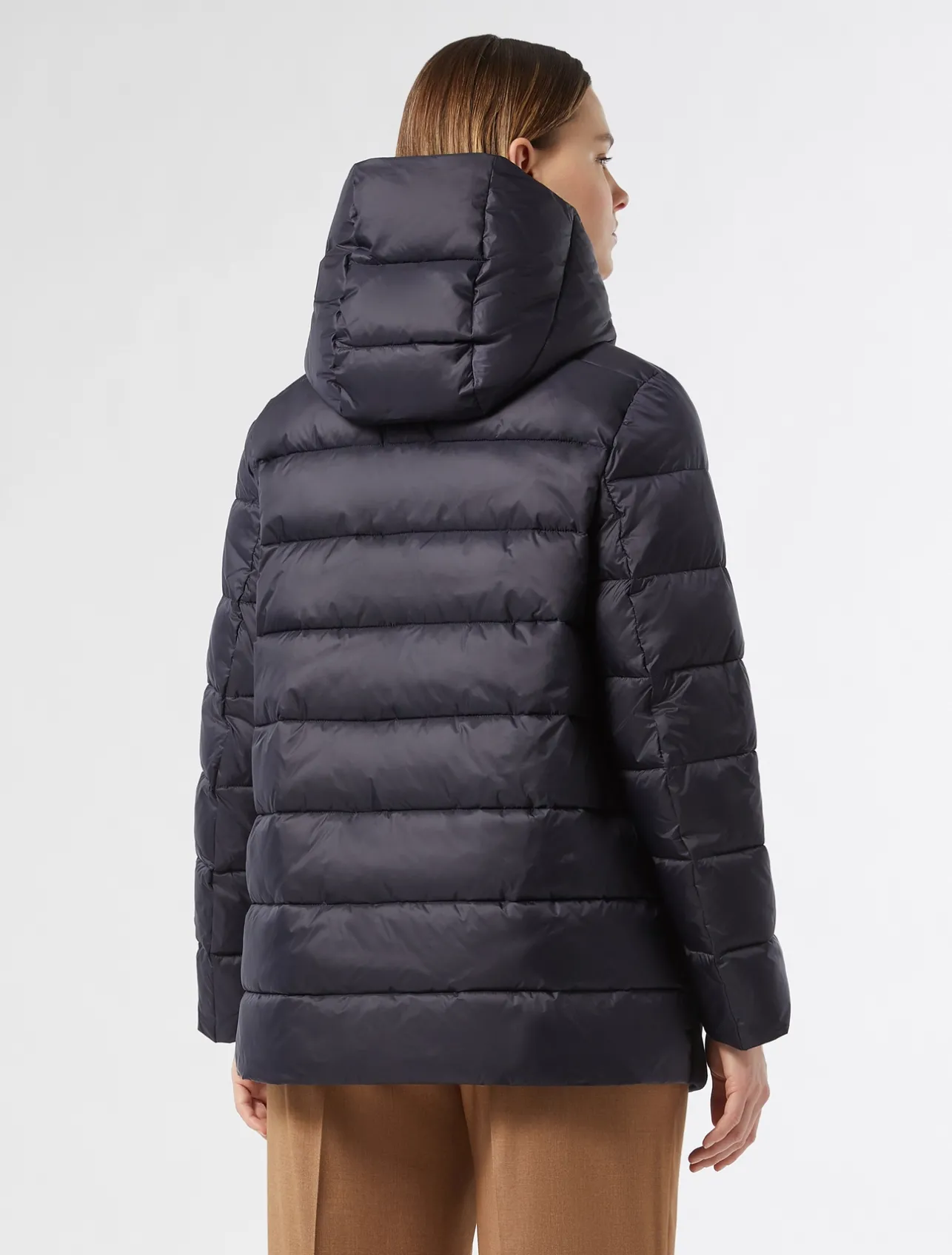 Online Marina Rinaldi Jersey cloth and water-repellent nylon fabric padded jacket MIDNIGHTBLUE