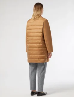 Outlet Marina Rinaldi Jersey cloth and water-repellent nylon fabric coat HAZELNUTBROWN
