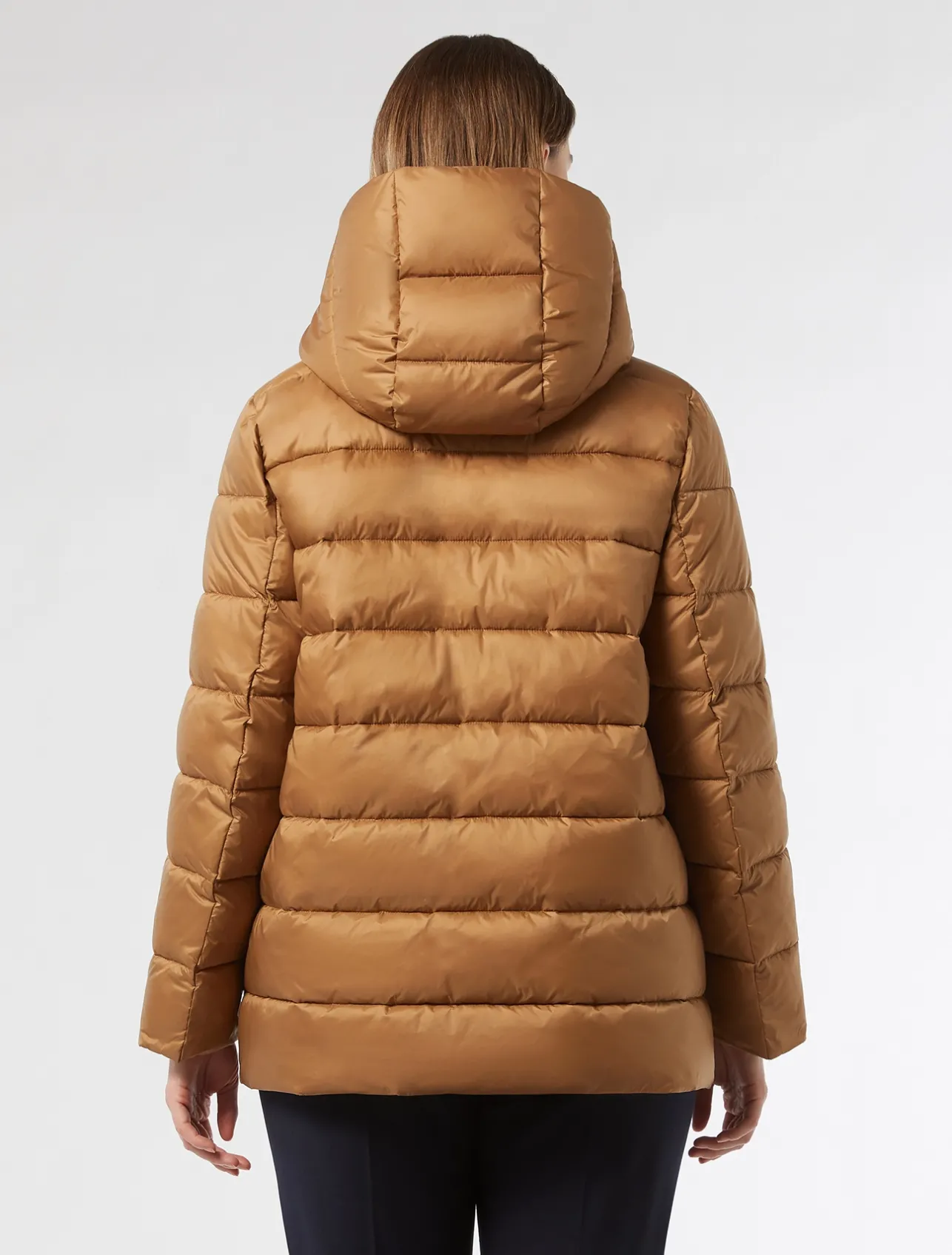 Online Marina Rinaldi Jersey cloth and water-repellent nylon fabric padded jacket HAZELNUTBROWN